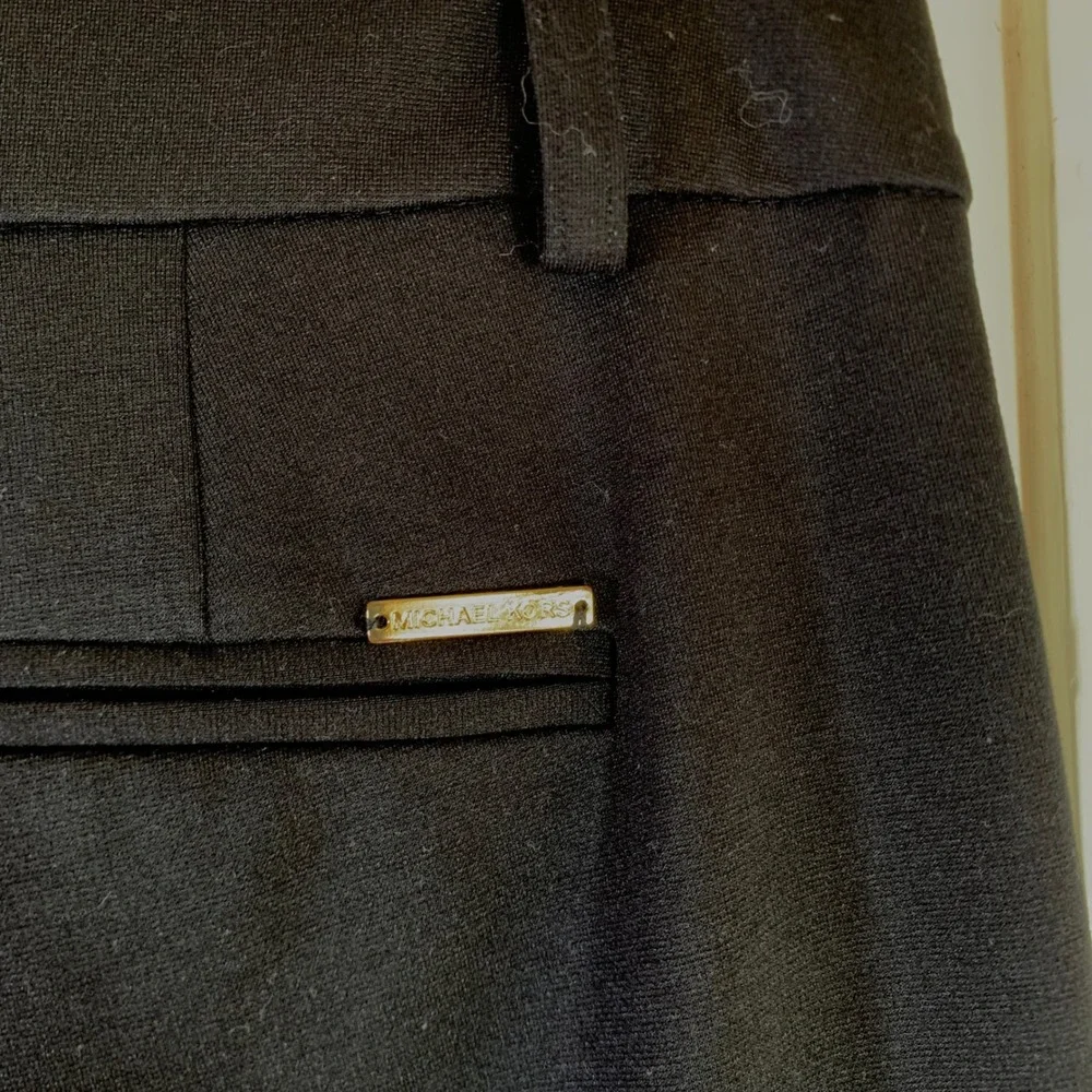 Michael Kors Women Black Ankle Dress Pants Gold Hardware Stretch Size 6 Nautical